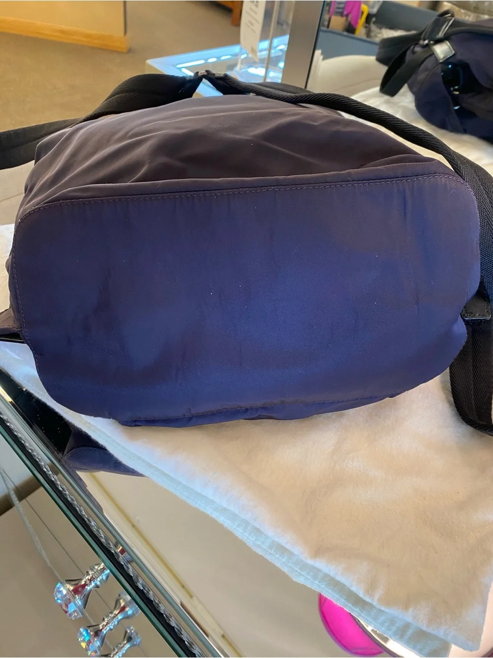 Prada Dark Purple Nylon Backpack with Black Leather Trim - Picture 8 of 8